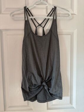 Women’s Charcoal Gray Knot-Front Strappy Tank Top